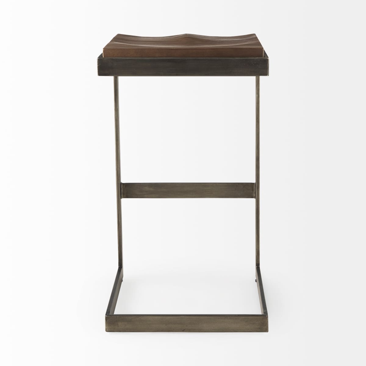 Kiran Wood Seat Bar Counter Stool Brown Wood | Antique Nickel | Bar - bar-stools