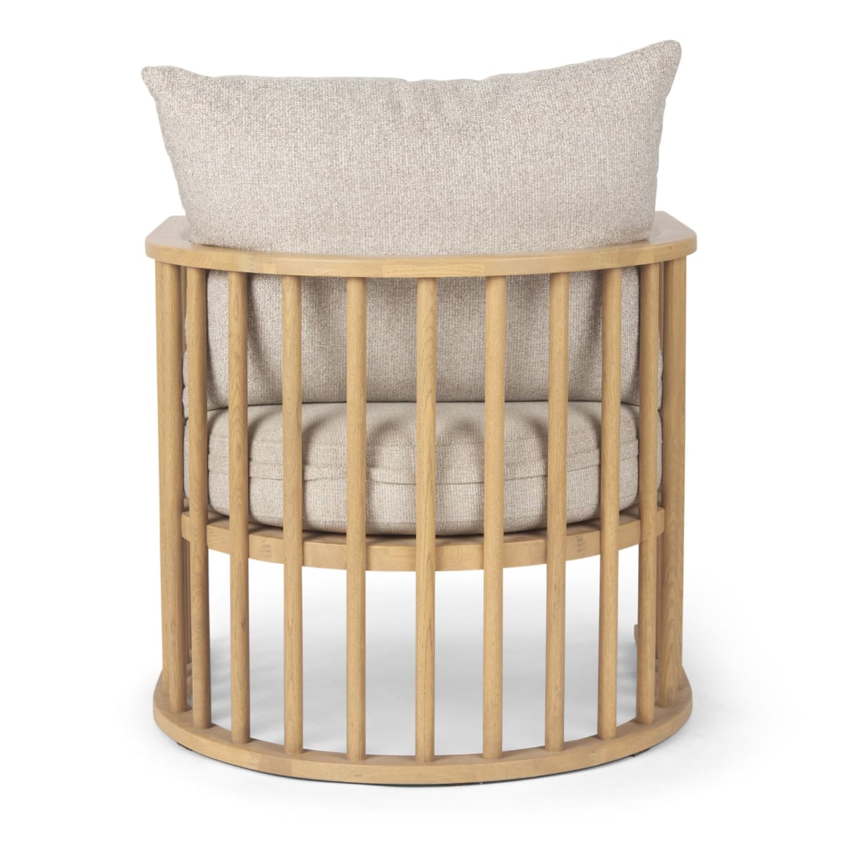 Kopari Upholstered Accent Chair Beige Fabric | Light Brown Wood - accent-chairs