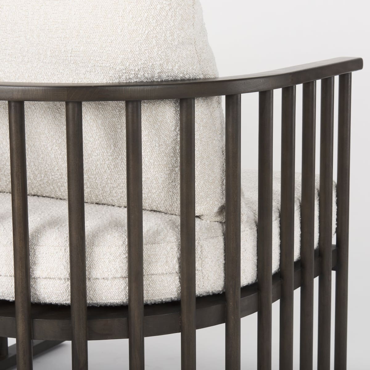 Kopari Upholstered Accent Chair White Boucle | Dark Brown Wood - accent-chairs