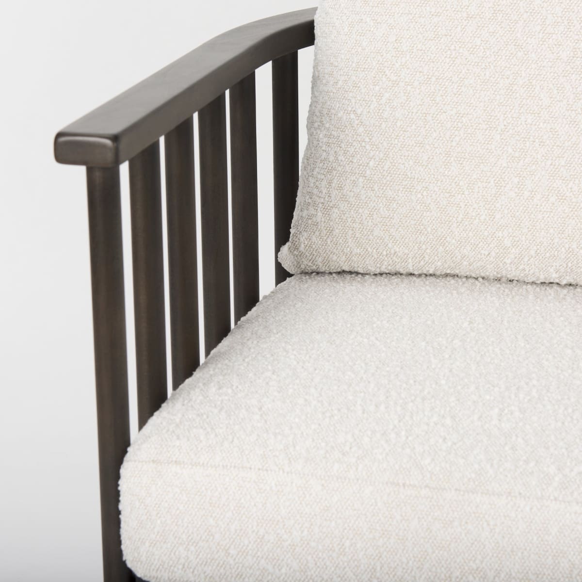 Kopari Upholstered Accent Chair White Boucle | Dark Brown Wood - accent-chairs