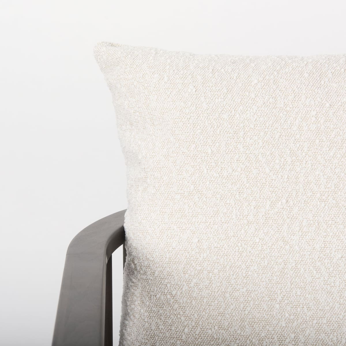 Kopari Upholstered Accent Chair White Boucle | Dark Brown Wood - accent-chairs