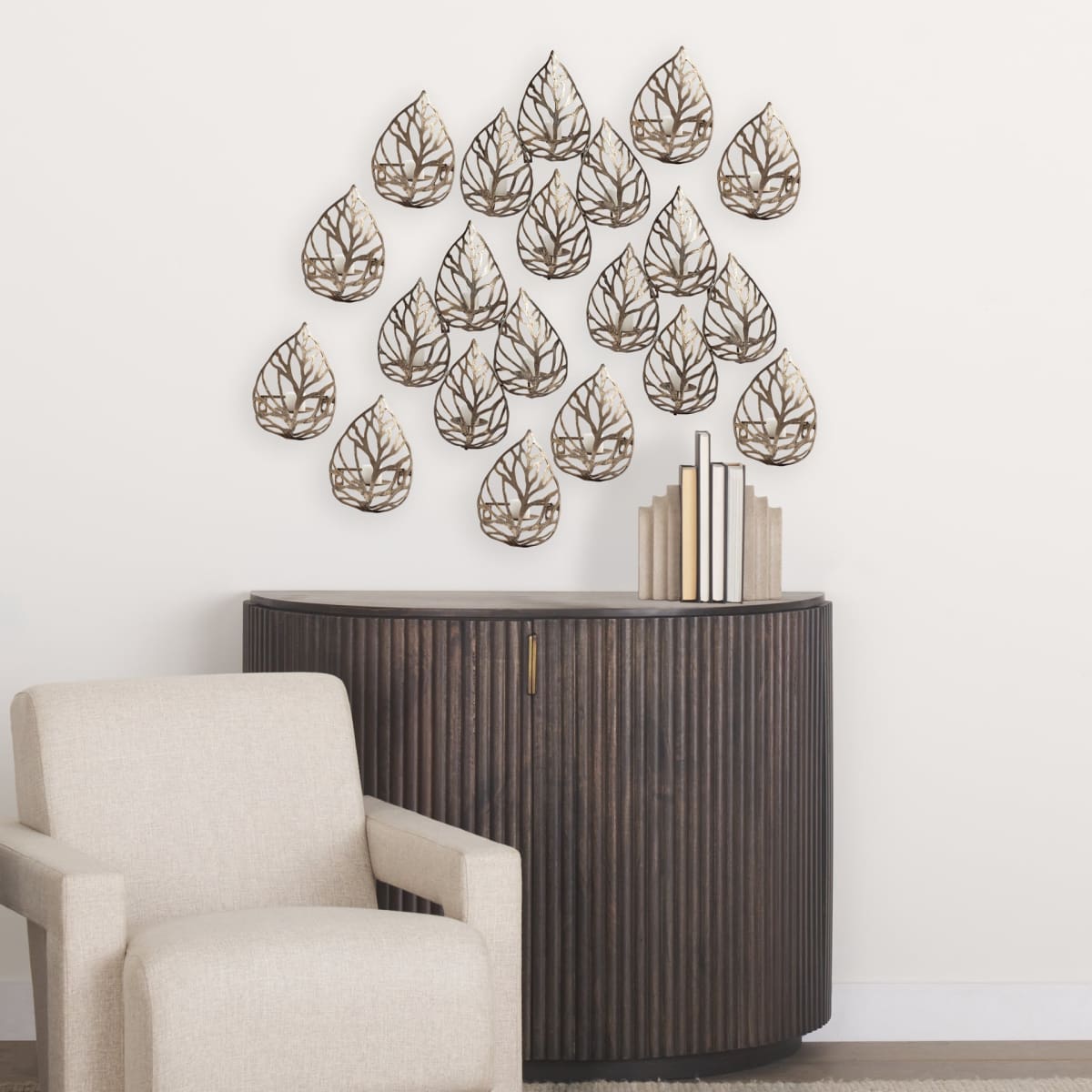 Lana Wall Candle Holder Champagne Metal | Set of 4 - wall-candle-holders