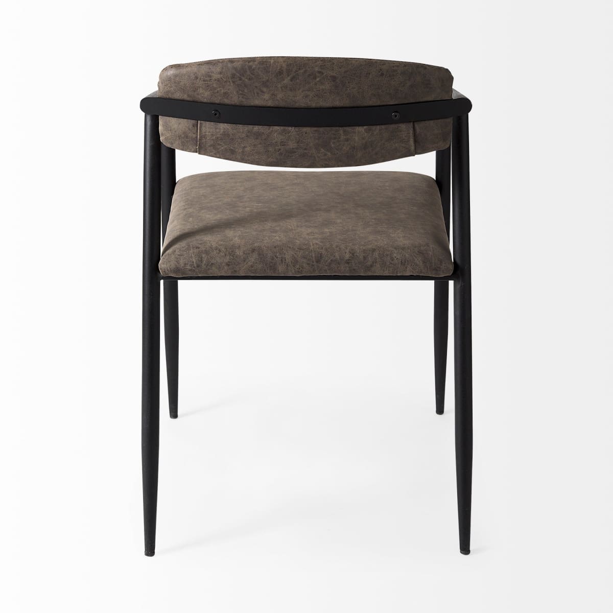 Langston Dining Chair Brown Faux Leather | Black Metal - dining-chairs