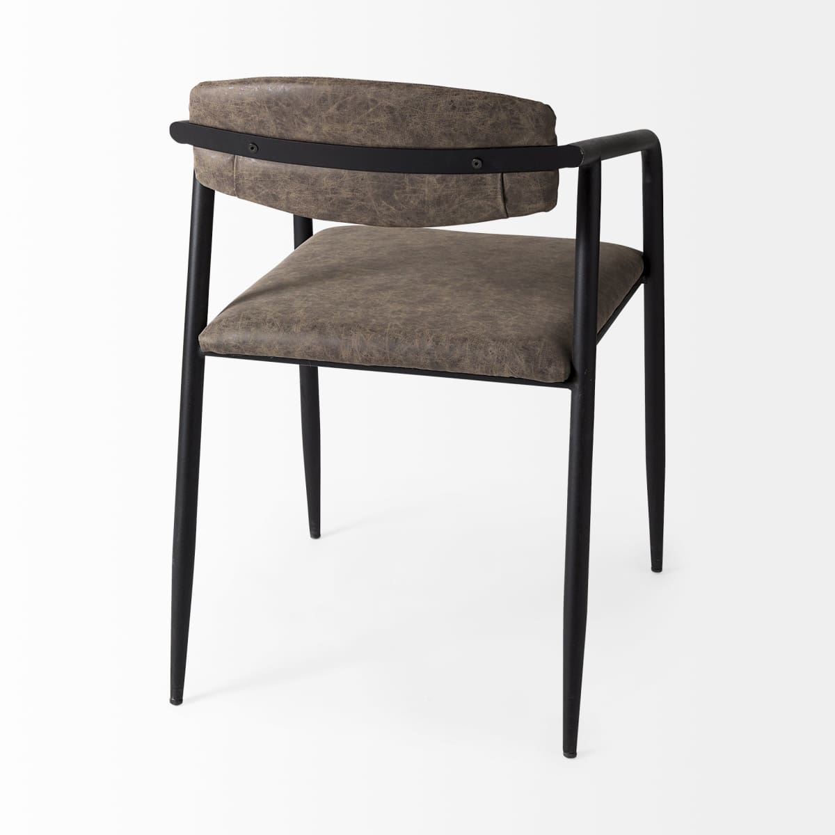Langston Dining Chair Brown Faux Leather | Black Metal - dining-chairs