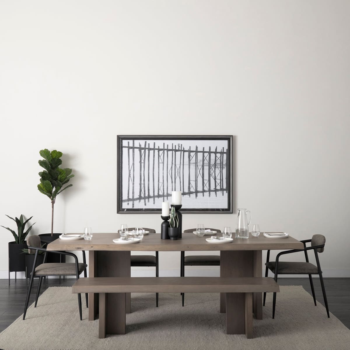 Langston Dining Chair Brown Faux Leather | Black Metal - dining-chairs