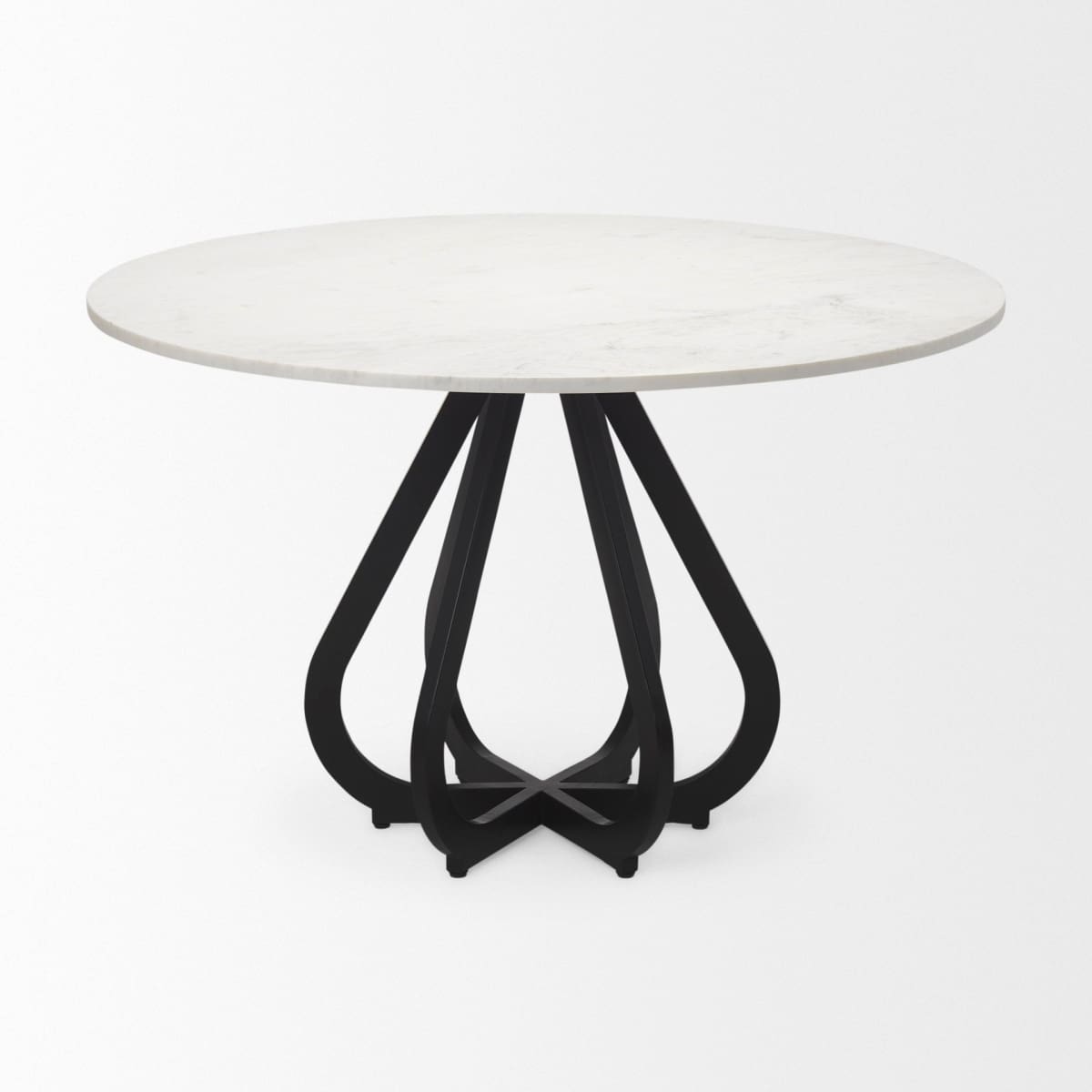 Laurent Dining Table White Marble | Black Metal - dining-table