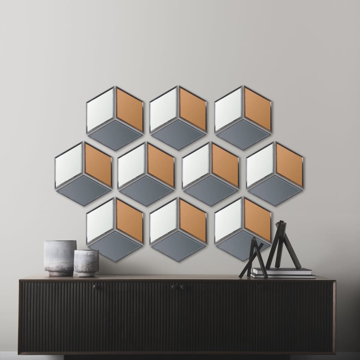 Lennox Wall Mirror Geometric | Set of 3 - wall-mirrors-grouped