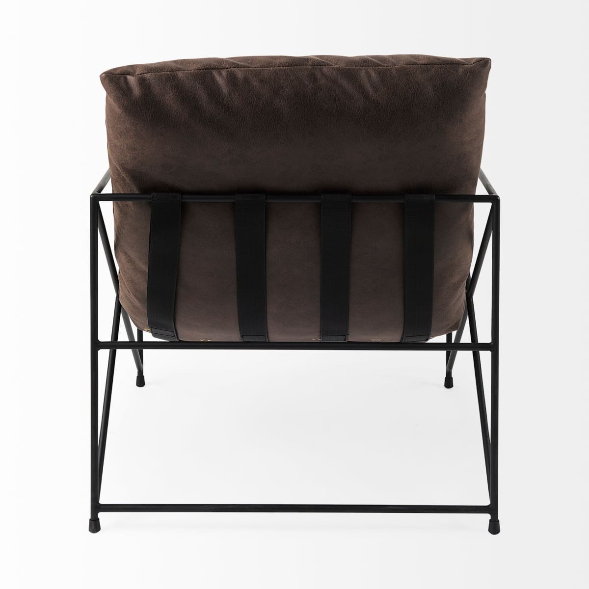 Leonidas Accent Chair Brown Faux Leather | Black Metal - accent-chairs