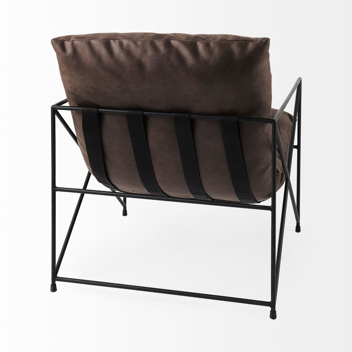 Leonidas Accent Chair Brown Faux Leather | Black Metal - accent-chairs