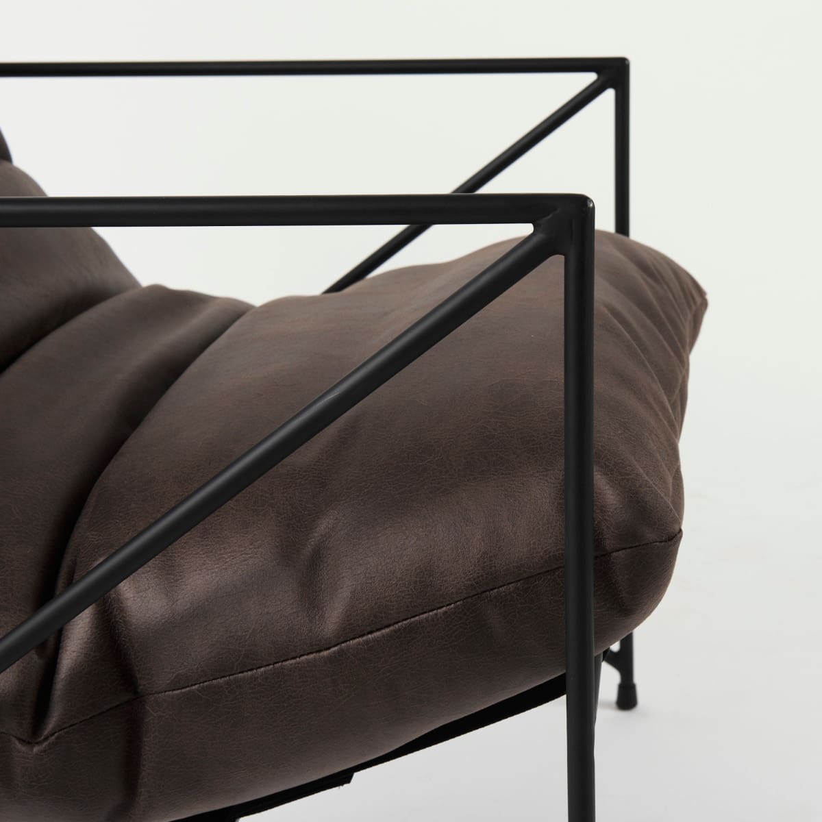Leonidas Accent Chair Brown Faux Leather | Black Metal - accent-chairs