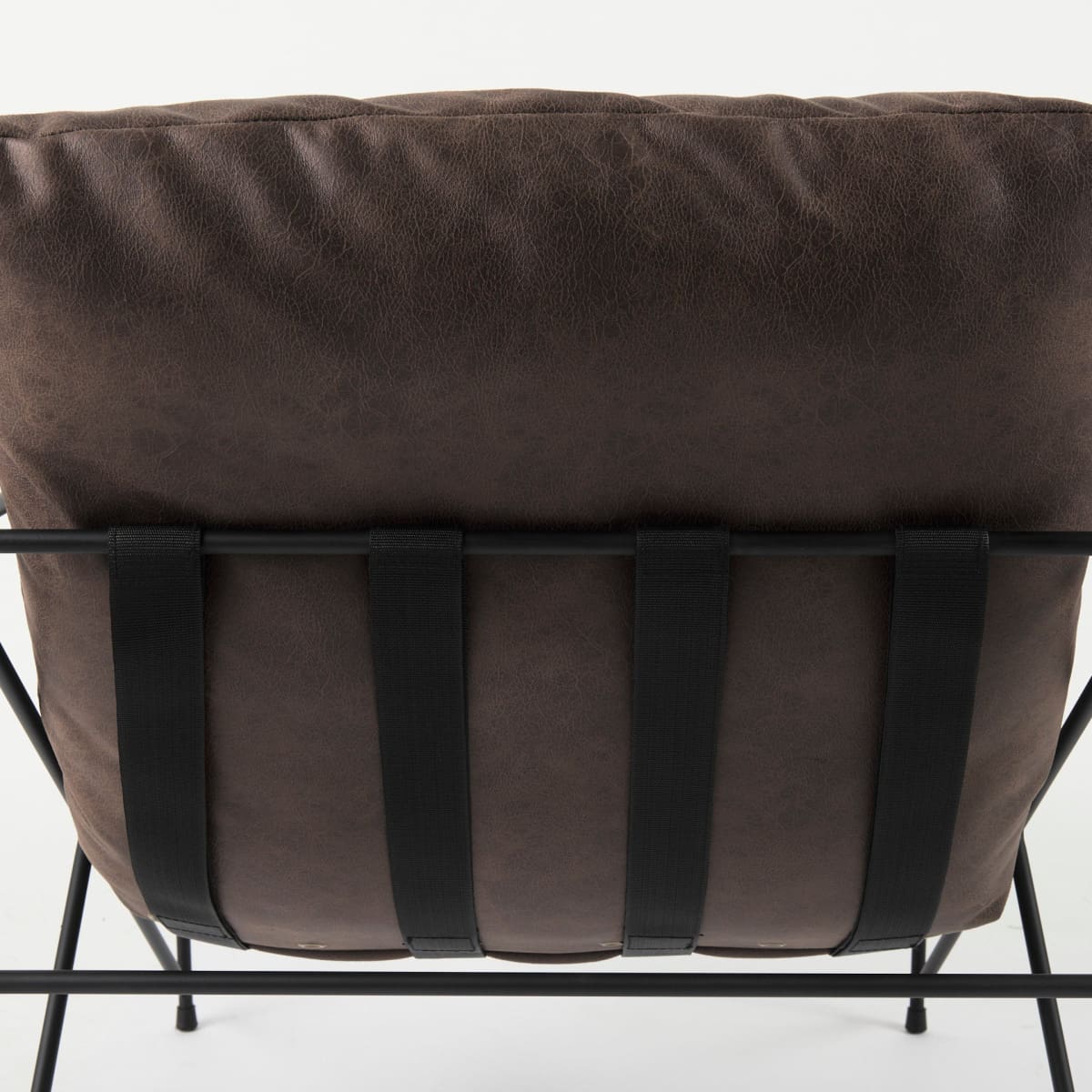 Leonidas Accent Chair Brown Faux Leather | Black Metal - accent-chairs