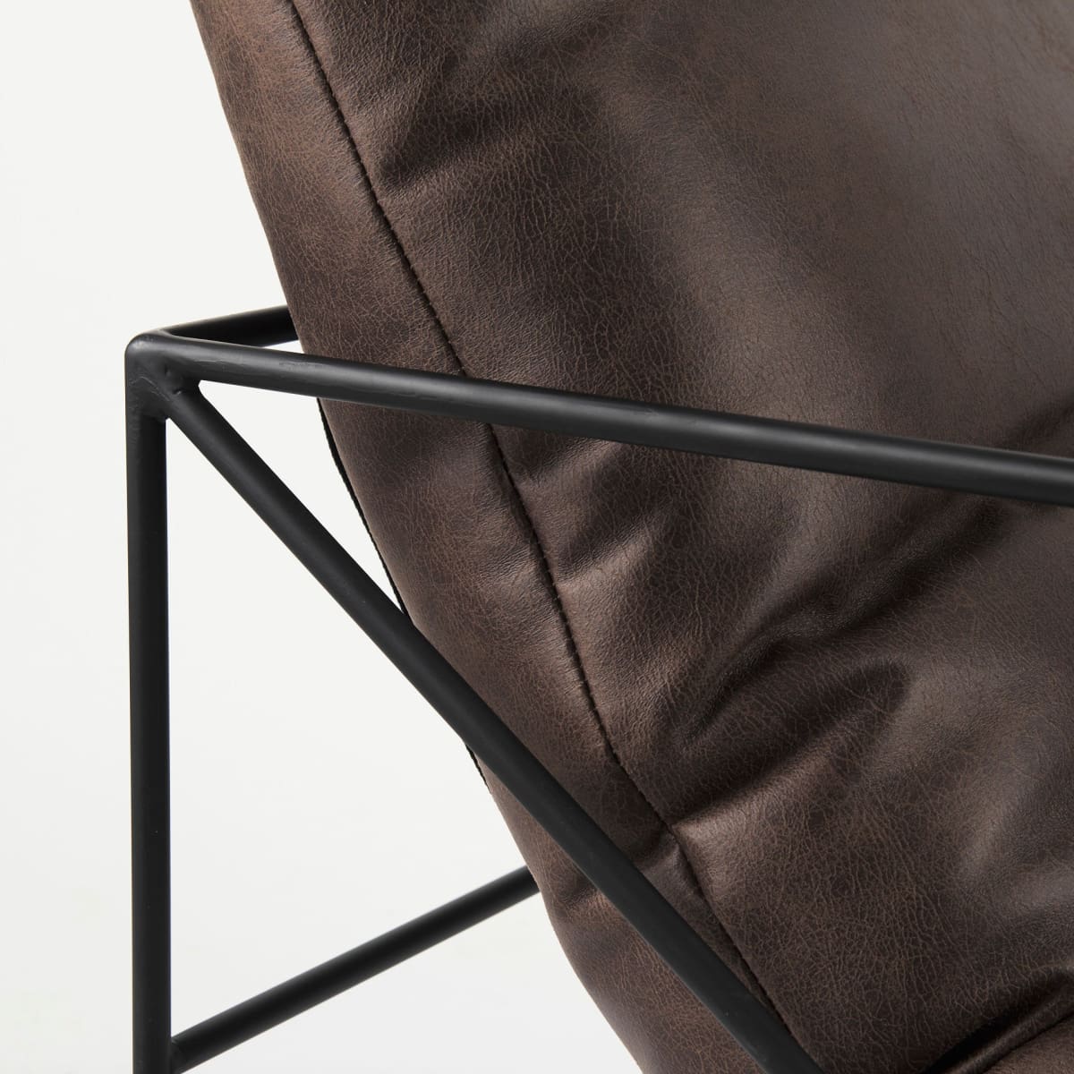 Leonidas Accent Chair Brown Faux Leather | Black Metal - accent-chairs