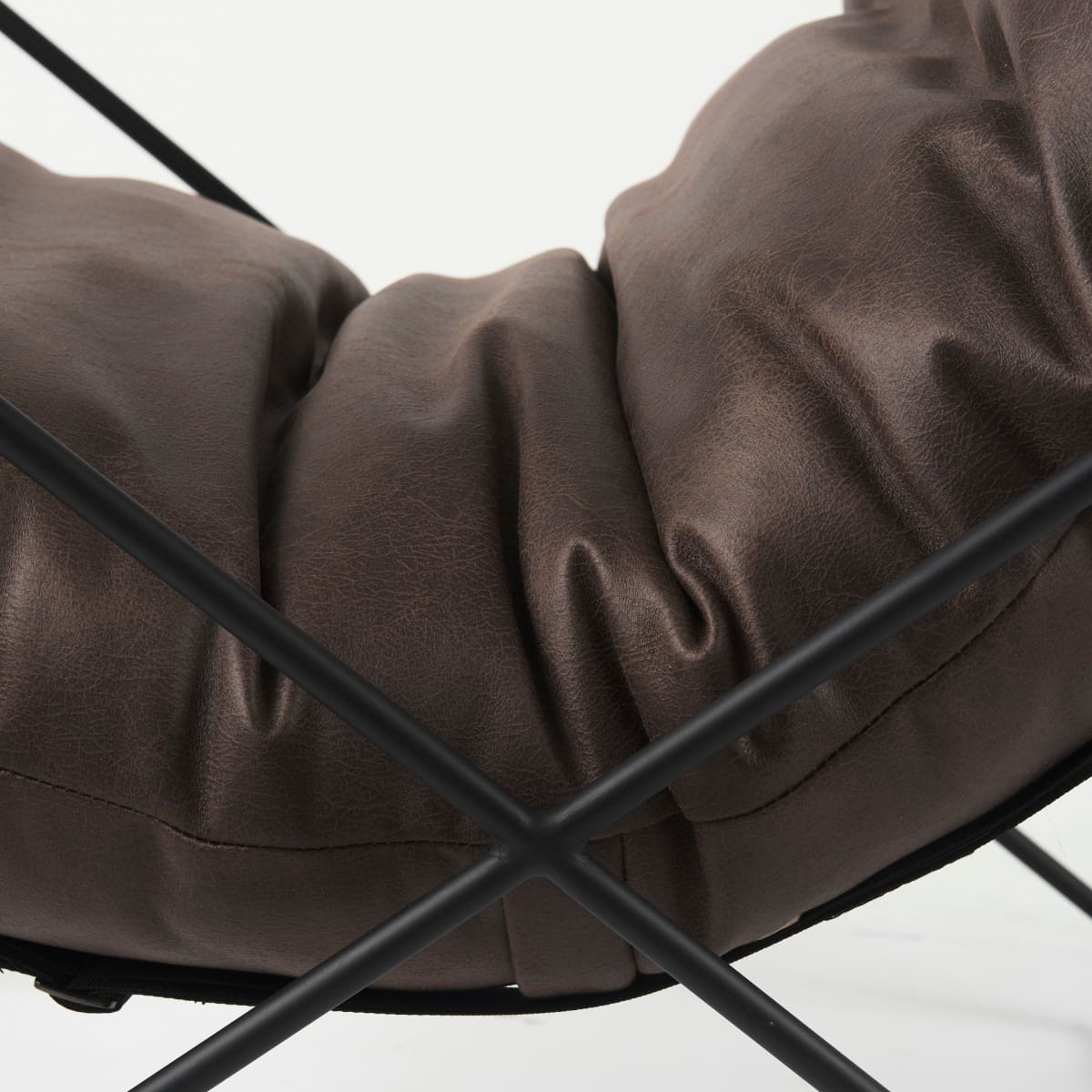 Leonidas Accent Chair Brown Faux Leather | Black Metal - accent-chairs