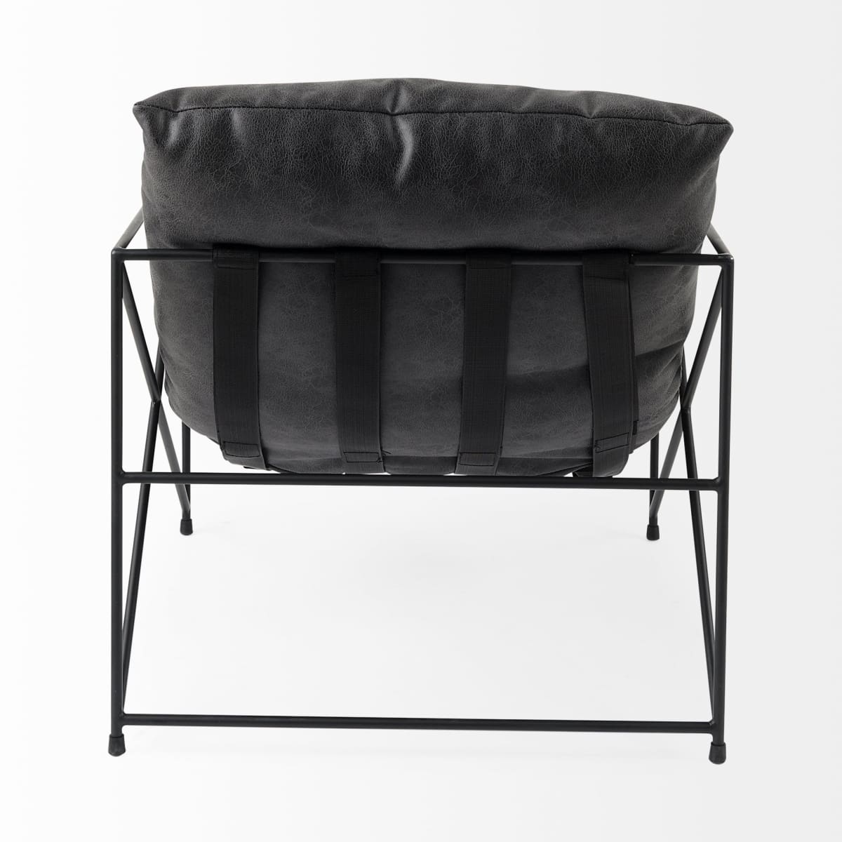 Leonidas Leather Accent Chair Black Faux Leather | Black Metal - accent-chairs
