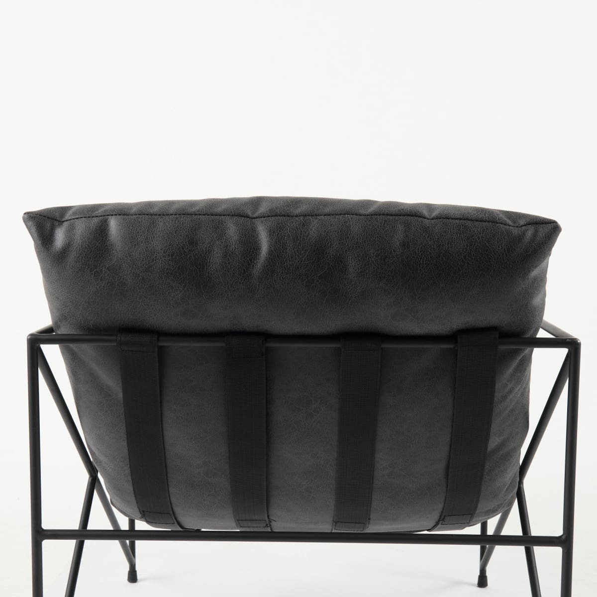 Leonidas Leather Accent Chair Black Faux Leather | Black Metal - accent-chairs