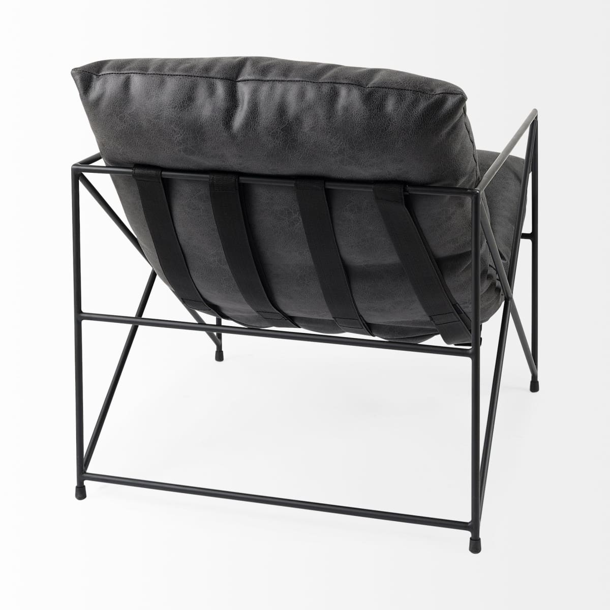 Leonidas Leather Accent Chair Black Faux Leather | Black Metal - accent-chairs