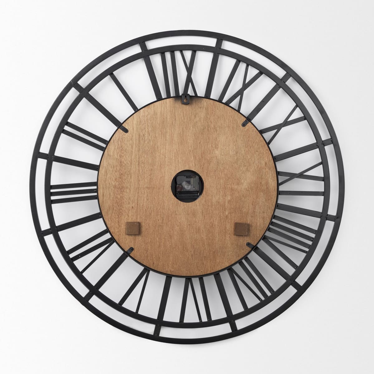Lewiston Wall Clock Brown Wood | Black Metal | 30.1’’ - wall-clocks