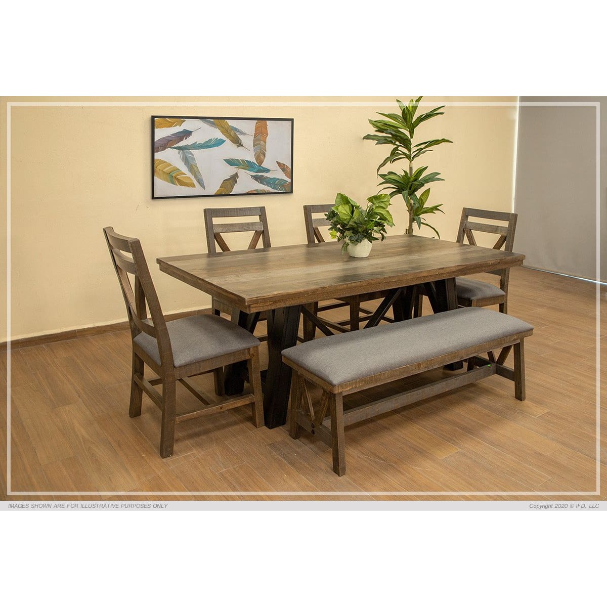 Loft Brown 6pc Dining Set - 78-3/4 x 39-1/4 - DININGCOUNTERHEIGHT