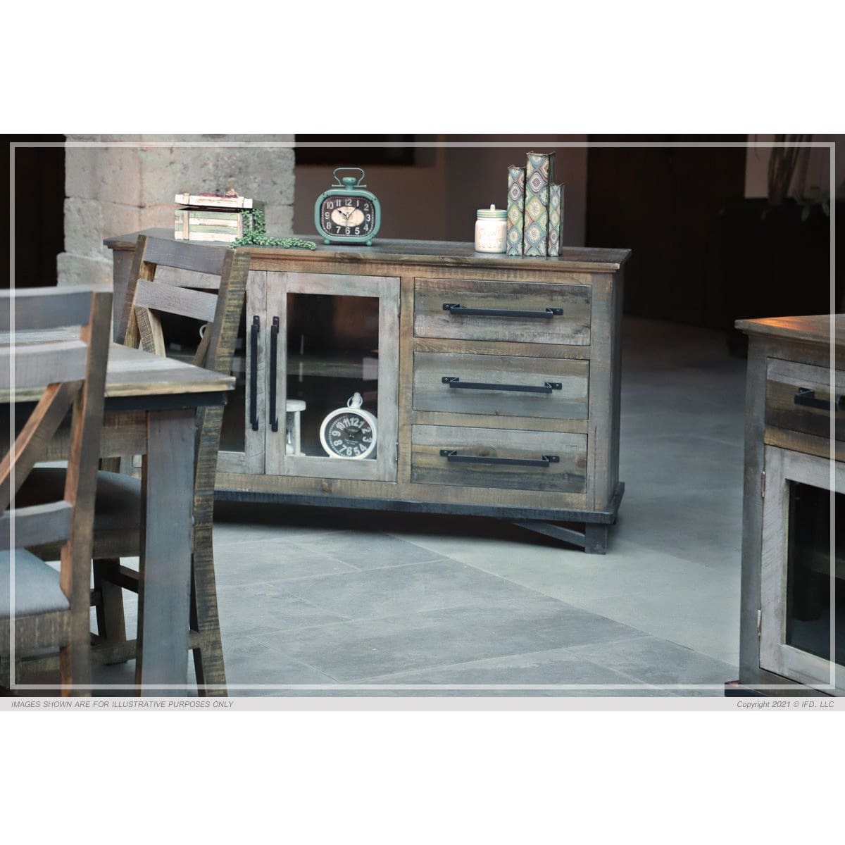 Loft Brown Buffet 60 - 59-3/4 x 19-3/4 x 34-1/4 - Side Board