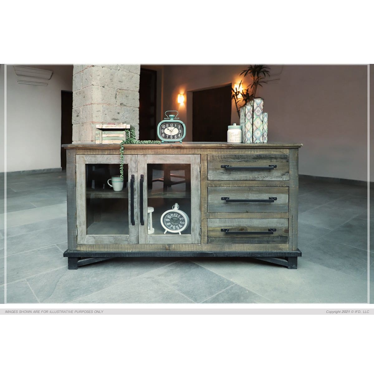Loft Brown Buffet 60 - 59-3/4 x 19-3/4 x 34-1/4 - Side Board