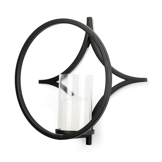 Lyra Wall Candle Holder Black Metal | Circle - wall-candle-holders