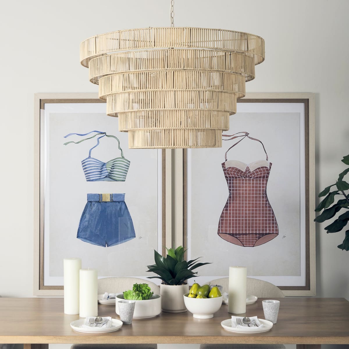 Marimba Chandelier Natural Cane - chandeliers