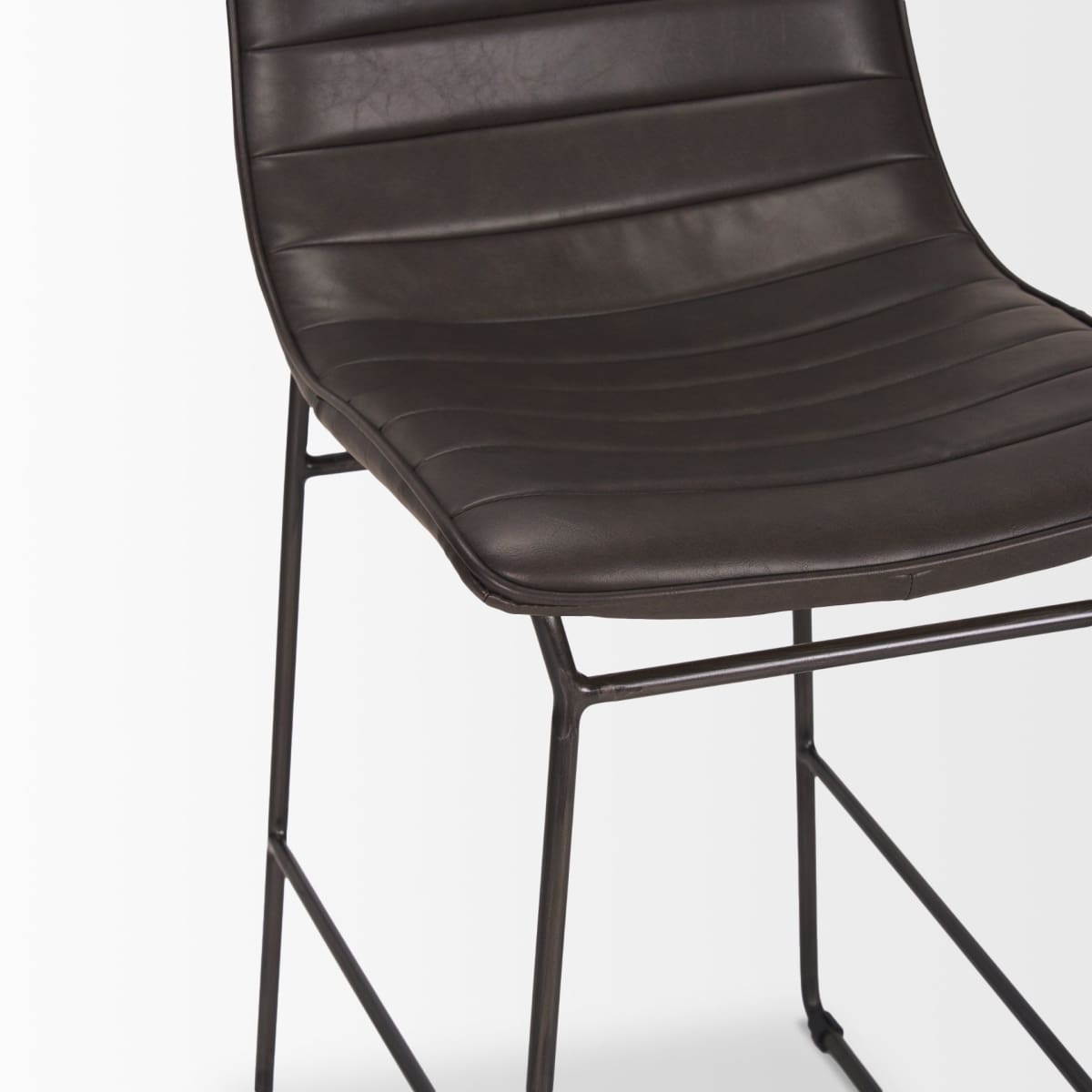 Meritt Leather Seat Bar Counter Stool Black Faux Leather | Black Metal - bar-stools