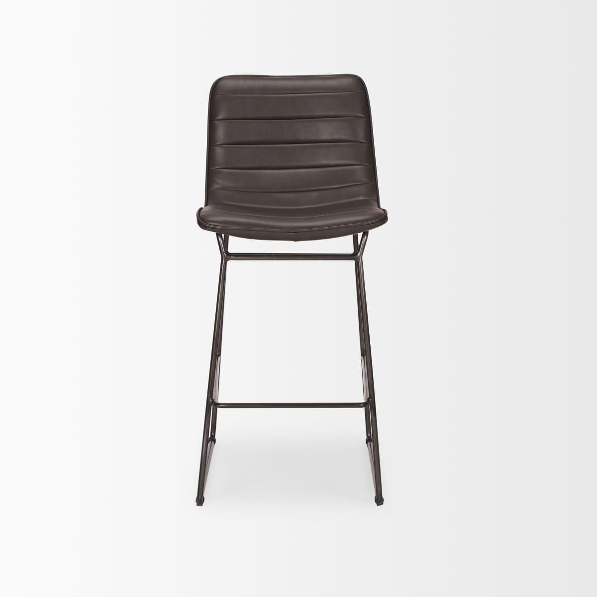 Meritt Leather Seat Bar Counter Stool Black Faux Leather | Black Metal - bar-stools