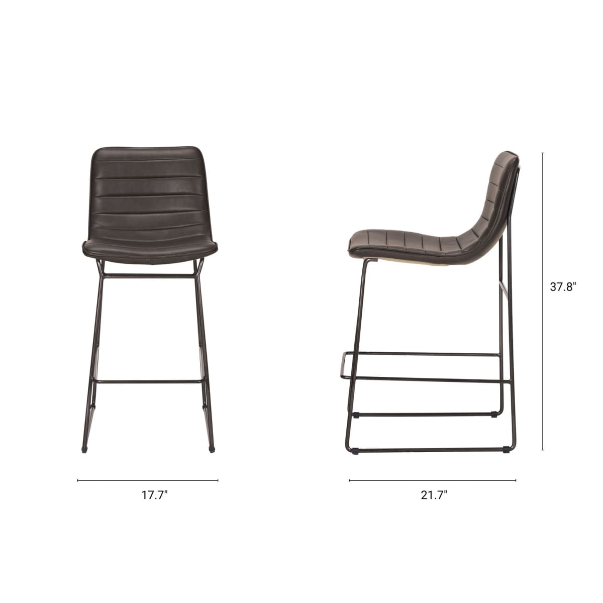 Meritt Leather Seat Bar Counter Stool Black Faux Leather | Black Metal - bar-stools