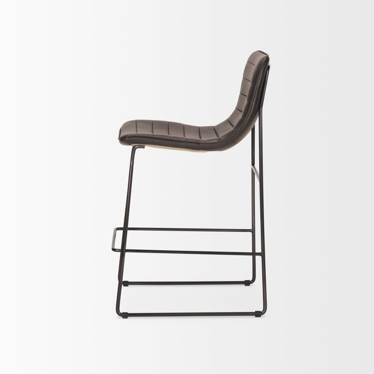 Meritt Leather Seat Bar Counter Stool Black Faux Leather | Black Metal - bar-stools