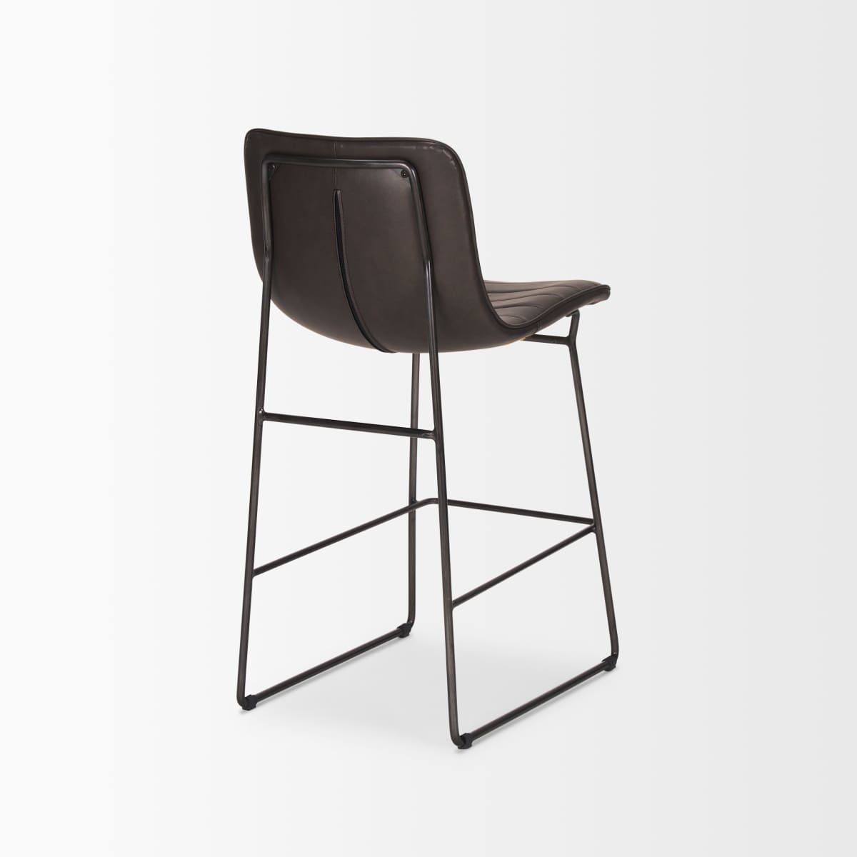 Meritt Leather Seat Bar Counter Stool Black Faux Leather | Black Metal - bar-stools