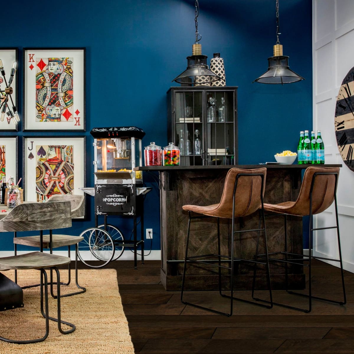 Meritt Leather Seat Bar Counter Stool Brown Leather | Black Metal - bar-stools