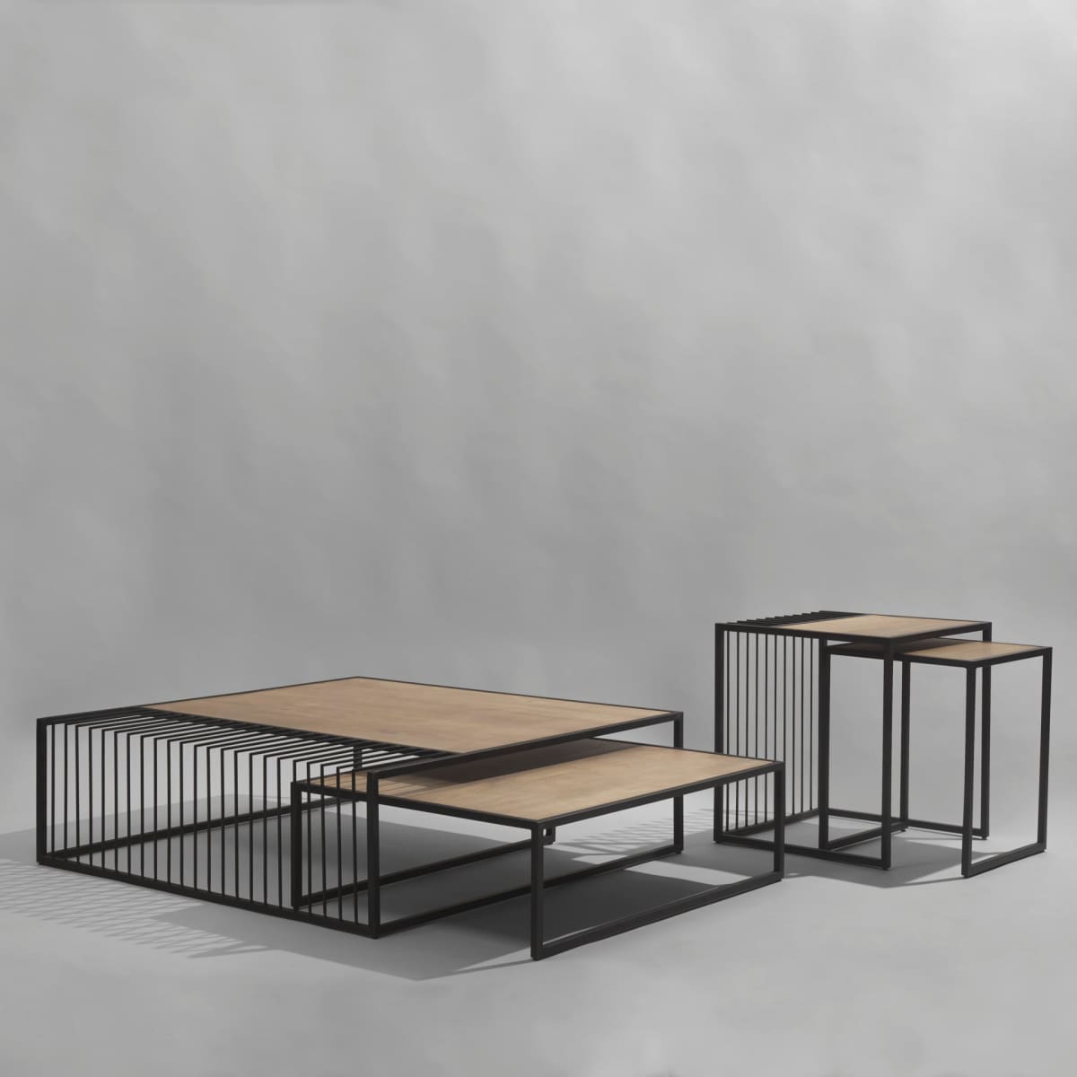 Miles Coffee Table Black Metal | Light Brown Wood - coffee-tables