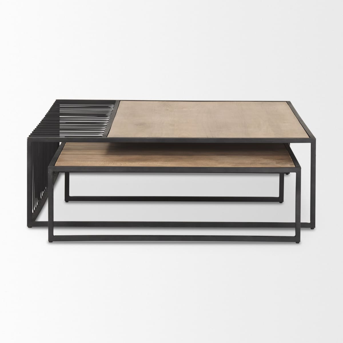 Miles Coffee Table Black Metal | Light Brown Wood - coffee-tables