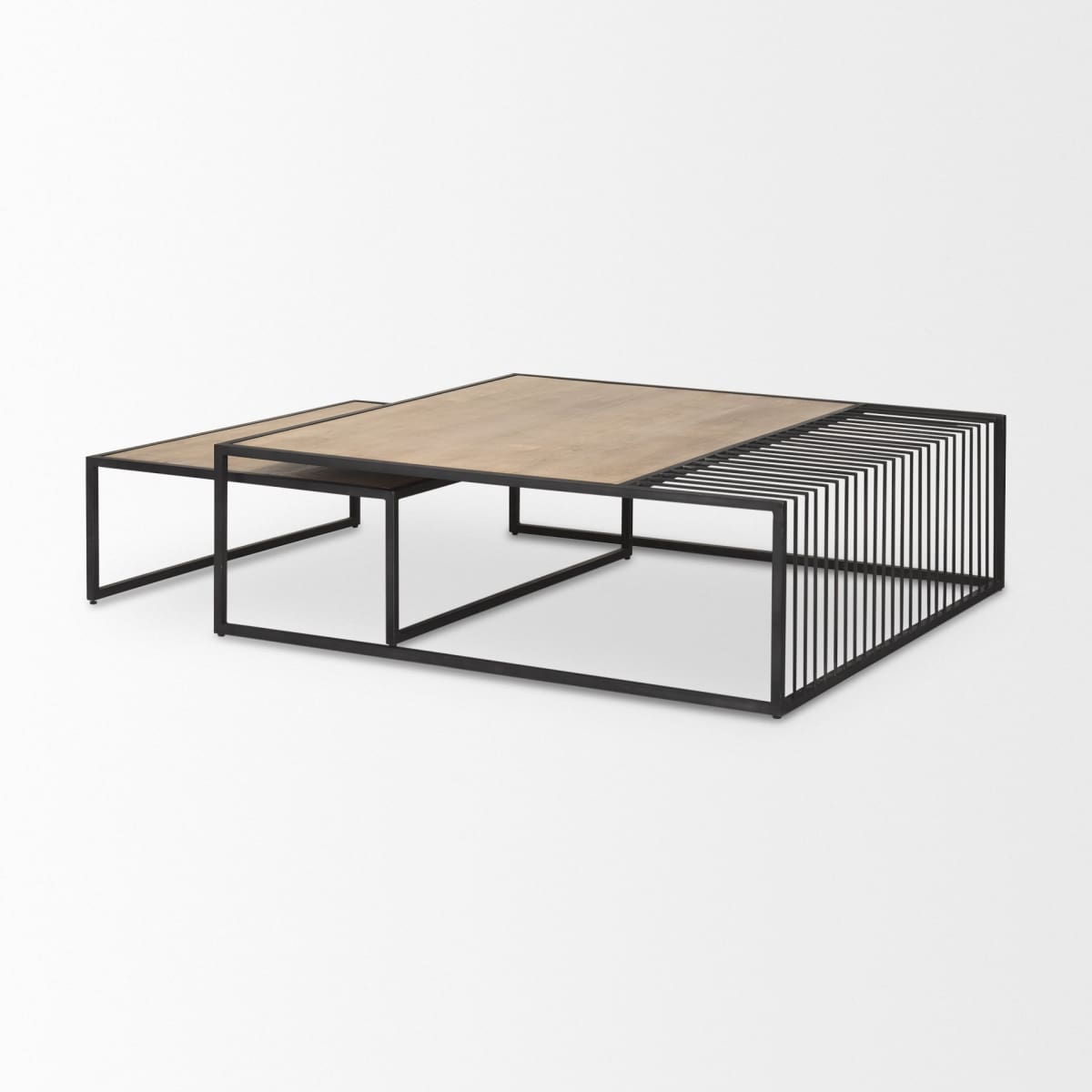 Miles Coffee Table Black Metal | Light Brown Wood - coffee-tables