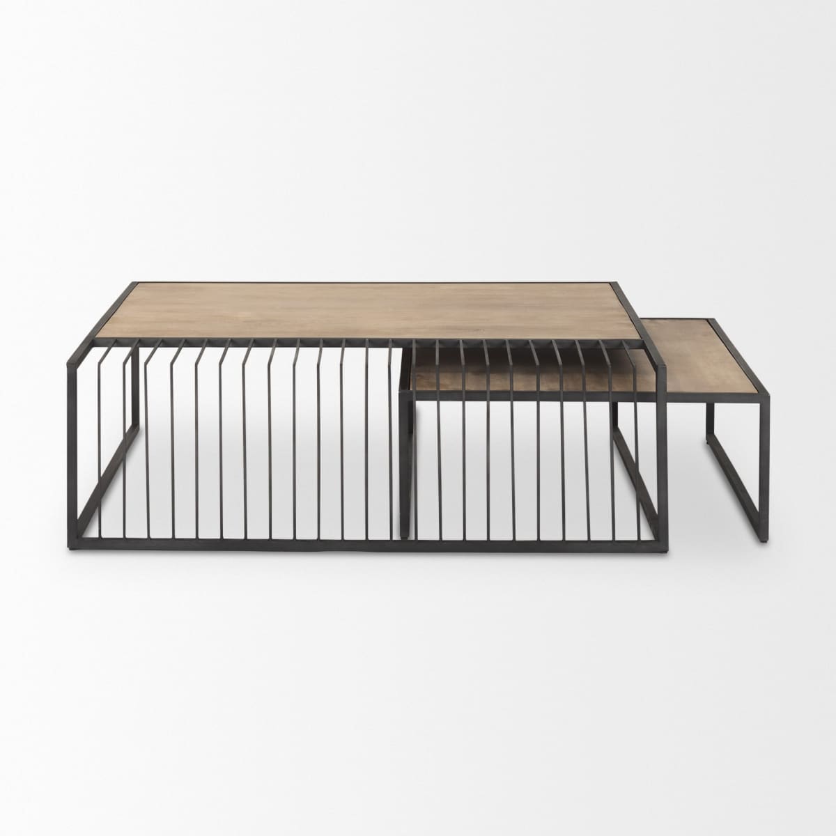 Miles Coffee Table Black Metal | Light Brown Wood - coffee-tables