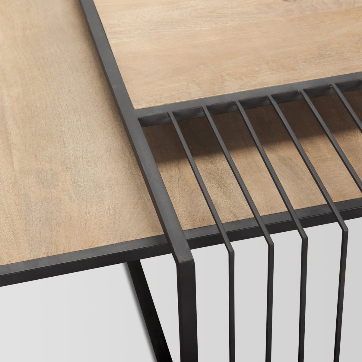 Miles Coffee Table Black Metal | Light Brown Wood - coffee-tables