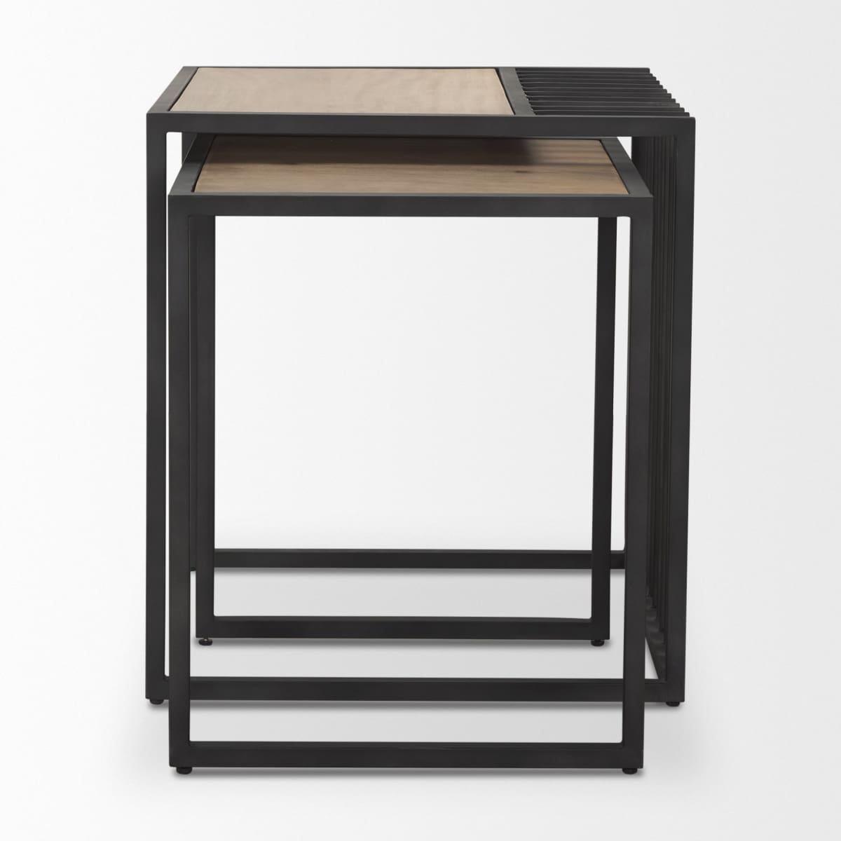 Miles End Side Table Black Metal | Light Brown Wood - end-and-side-tables