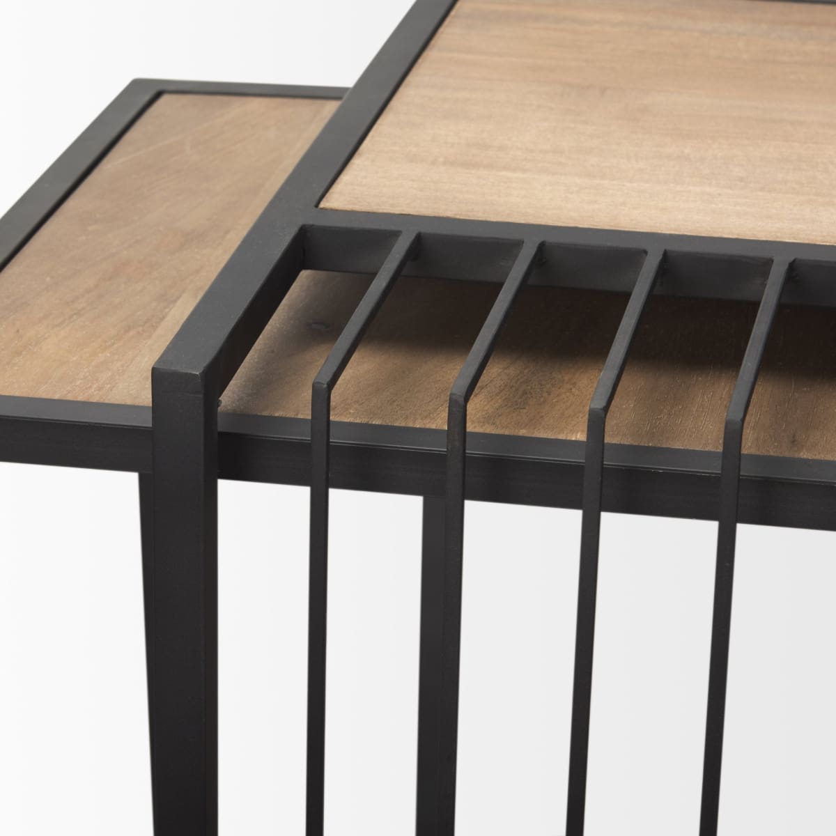 Miles End Side Table Black Metal | Light Brown Wood - end-and-side-tables