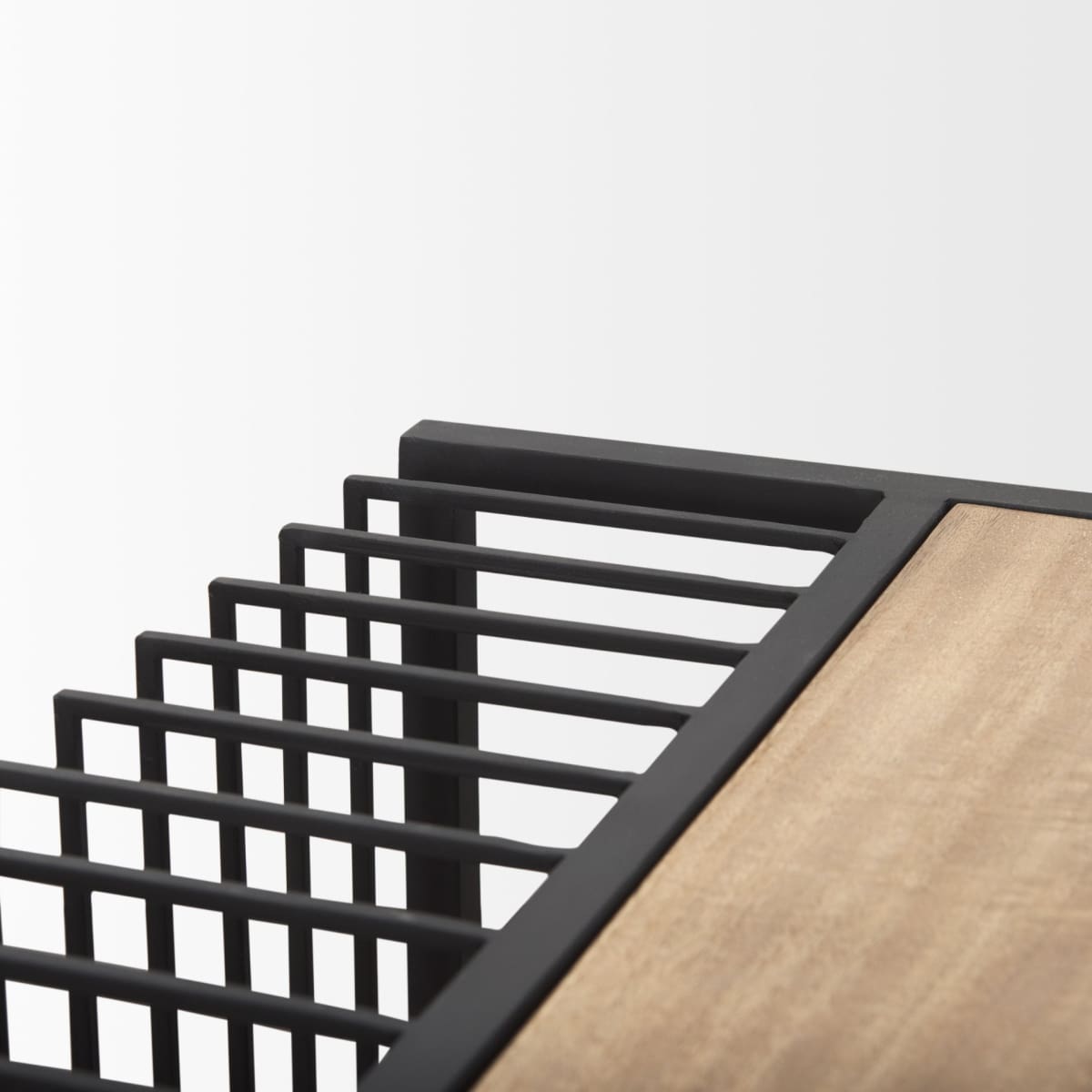 Miles End Side Table Black Metal | Light Brown Wood - end-and-side-tables