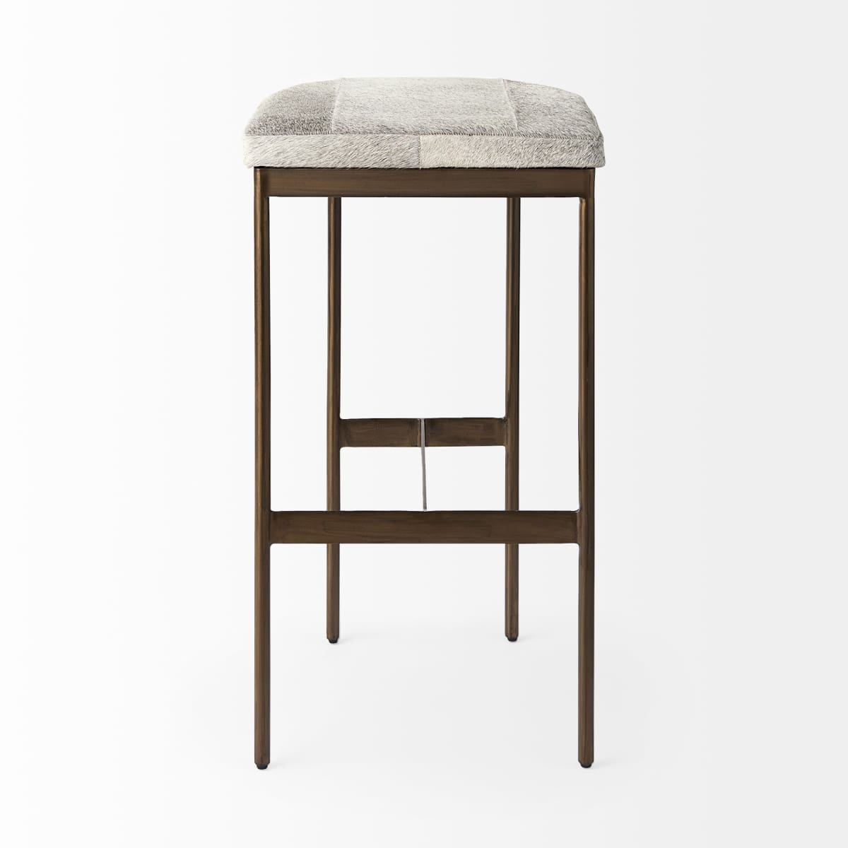 Millie Bar Counter Stool Gray Hair-On-Hide | Gold Metal | Bar - bar-stools