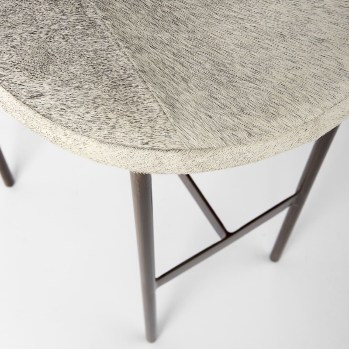 Millie Bar Counter Stool Gray Hair-On-Hide | Gold Metal | Bar - bar-stools