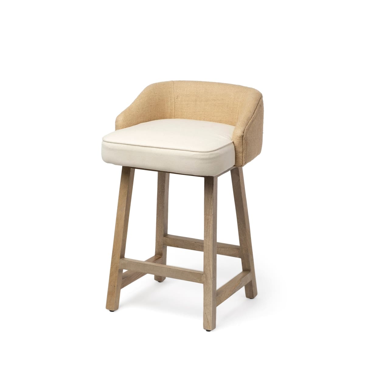 Monmouth Upholstered Seat Bar Counter Stool Cream Fabric | Brown Wood | Counter - bar-stools