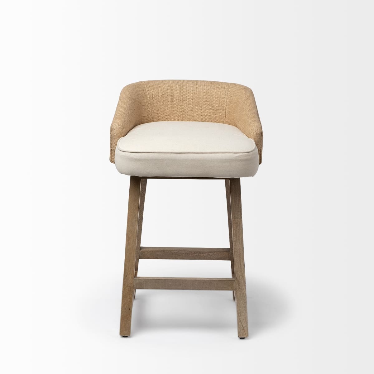 Monmouth Upholstered Seat Bar Counter Stool Cream Fabric | Brown Wood | Counter - bar-stools