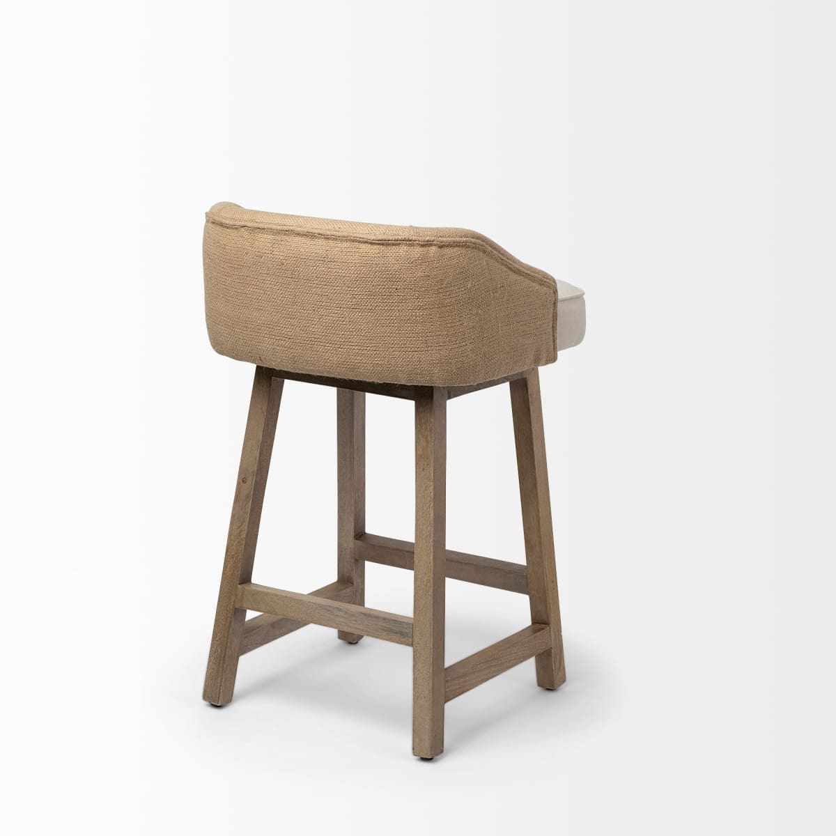 Monmouth Upholstered Seat Bar Counter Stool Cream Fabric | Brown Wood | Counter - bar-stools