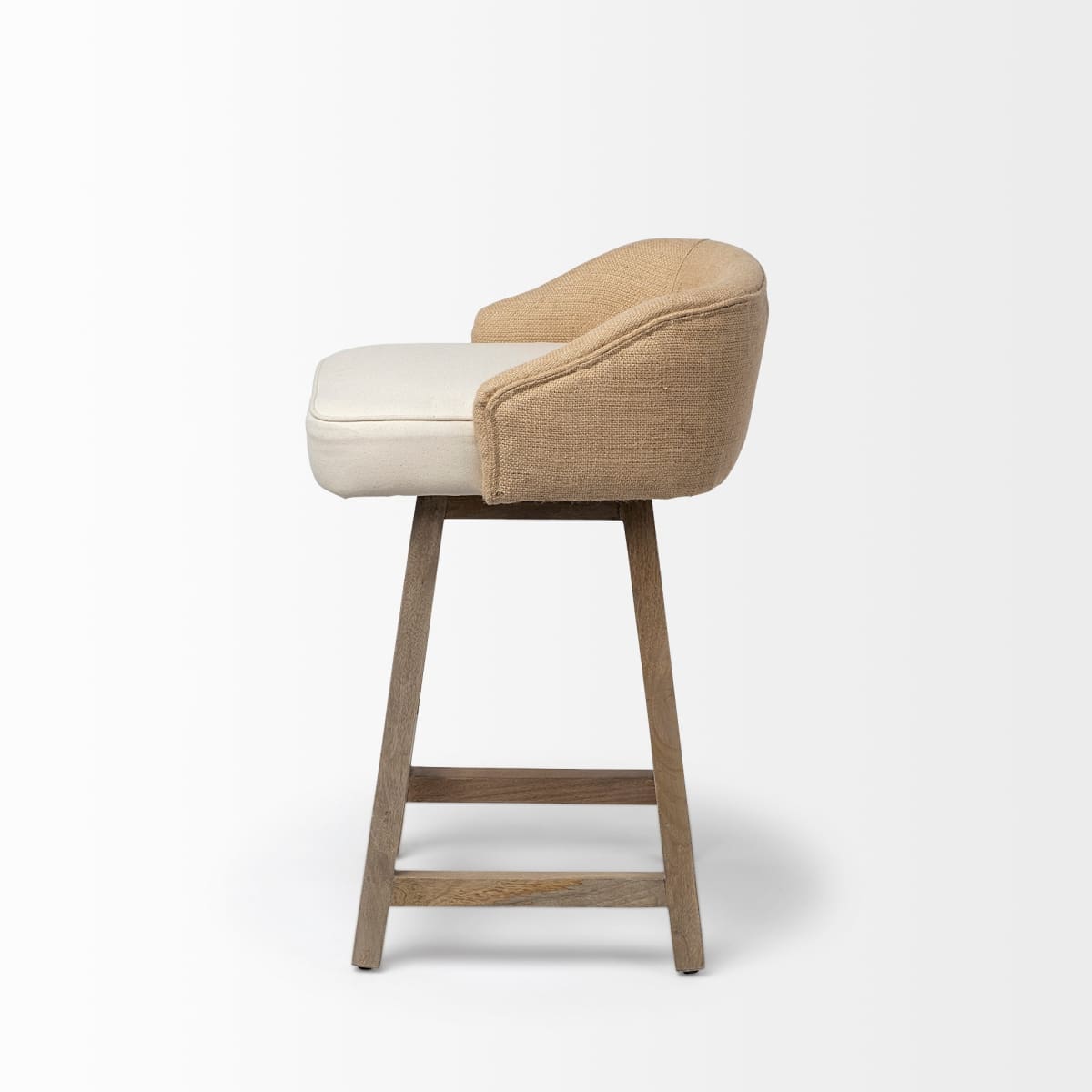 Monmouth Upholstered Seat Bar Counter Stool Cream Fabric | Brown Wood | Counter - bar-stools