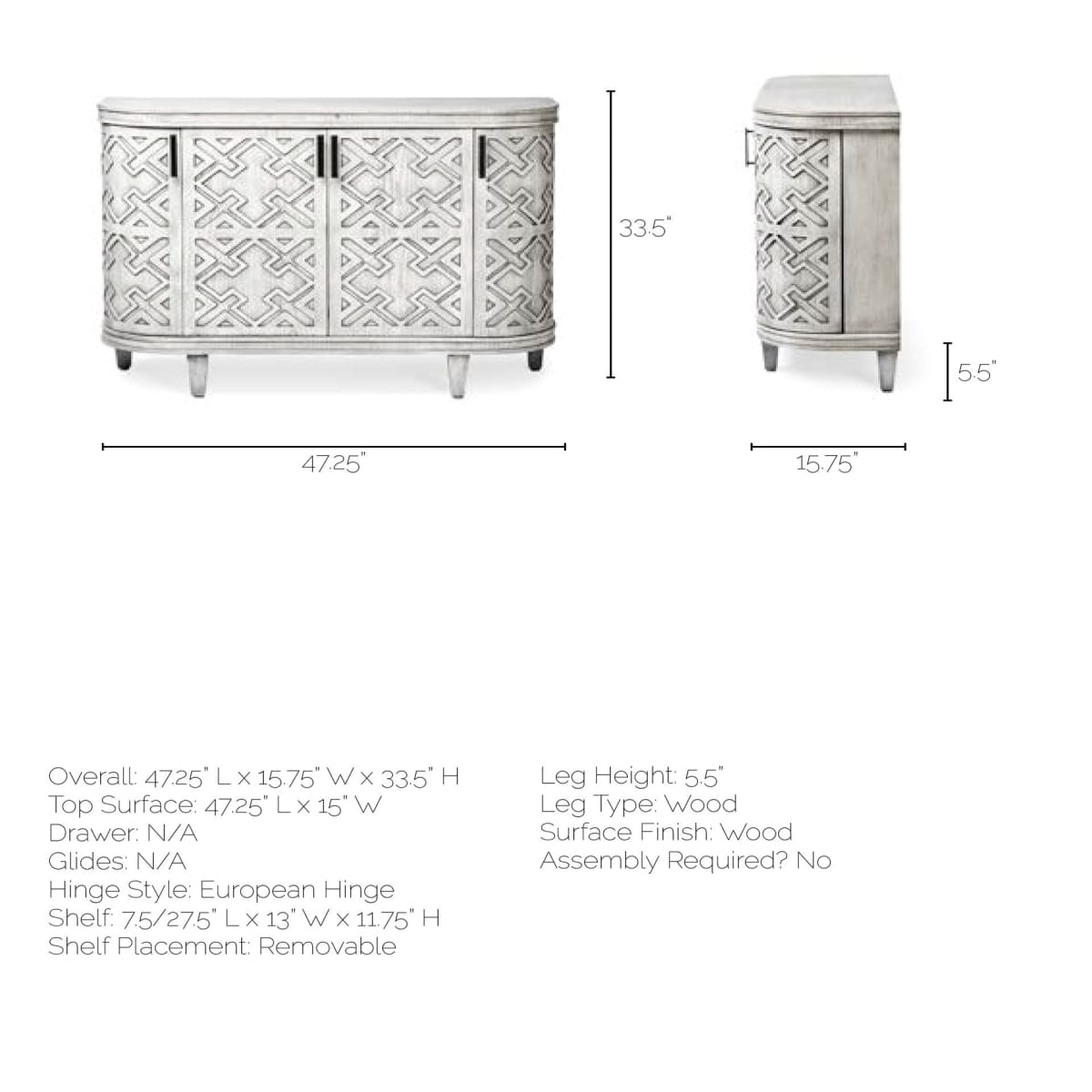 Moseley Accent Cabinet Gray Wood | 47L - acc-chest-cabinets