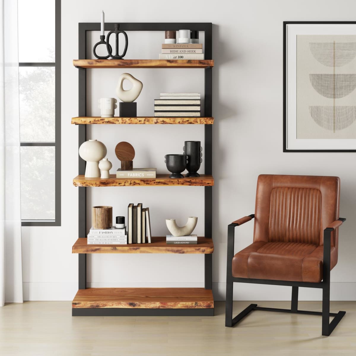 Nature’s Edge 5 Shelf Bookcase-Natural - 35X14X71 - Shelving