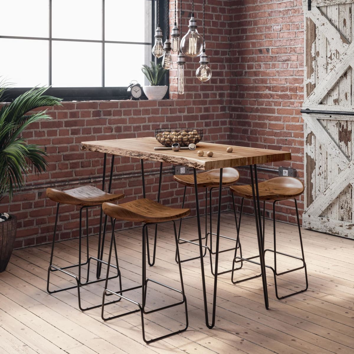 Nature’s Edge Casual Counter Height 5pc Set-Natural Color - 52X28X36 - DININGCOUNTERHEIGHT