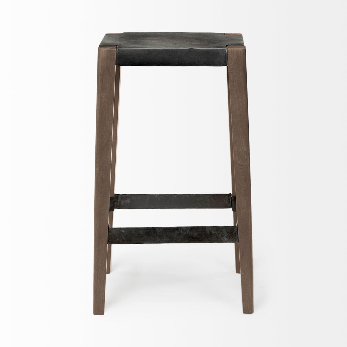 Nell Metal Seat Bar Counter Stool Black Metal | Light Brown Wood | Bar - bar-stools
